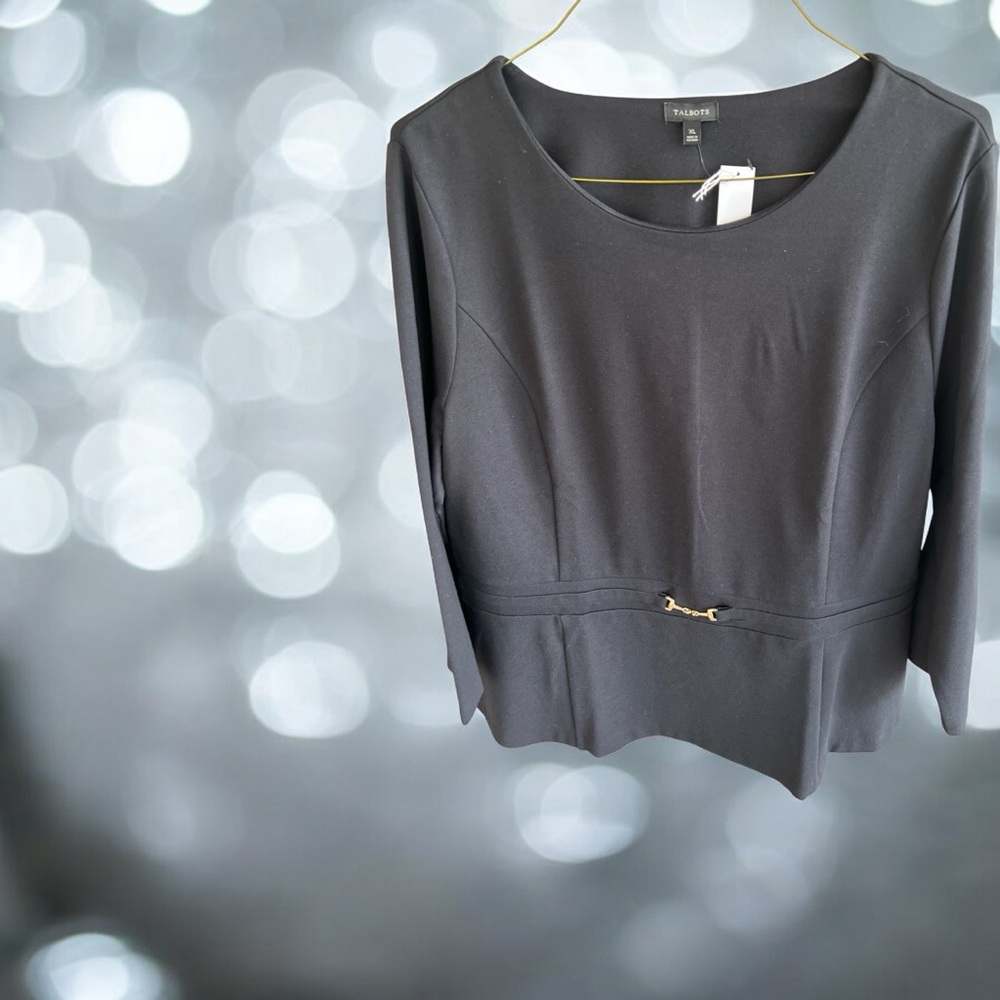 Talbots Black 3/4 Sleeve Boxy Blouse